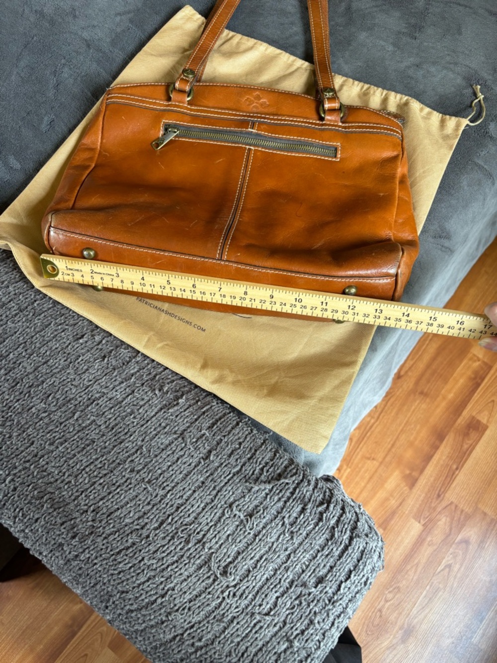 Patricia Nash Poppy Tote (Poppy Satchel), Heritage Tan Full Grain Leather Purse - Picture 16 of 16